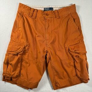 Polo Ralph Lauren Cargo Shorts Mens 32 Orange Utility Military Style